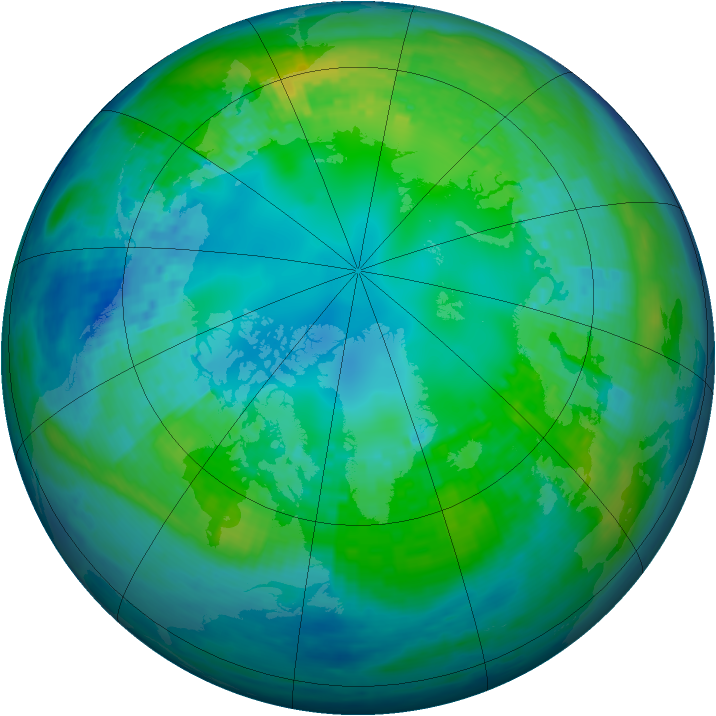 Arctic ozone map for 01 November 2003